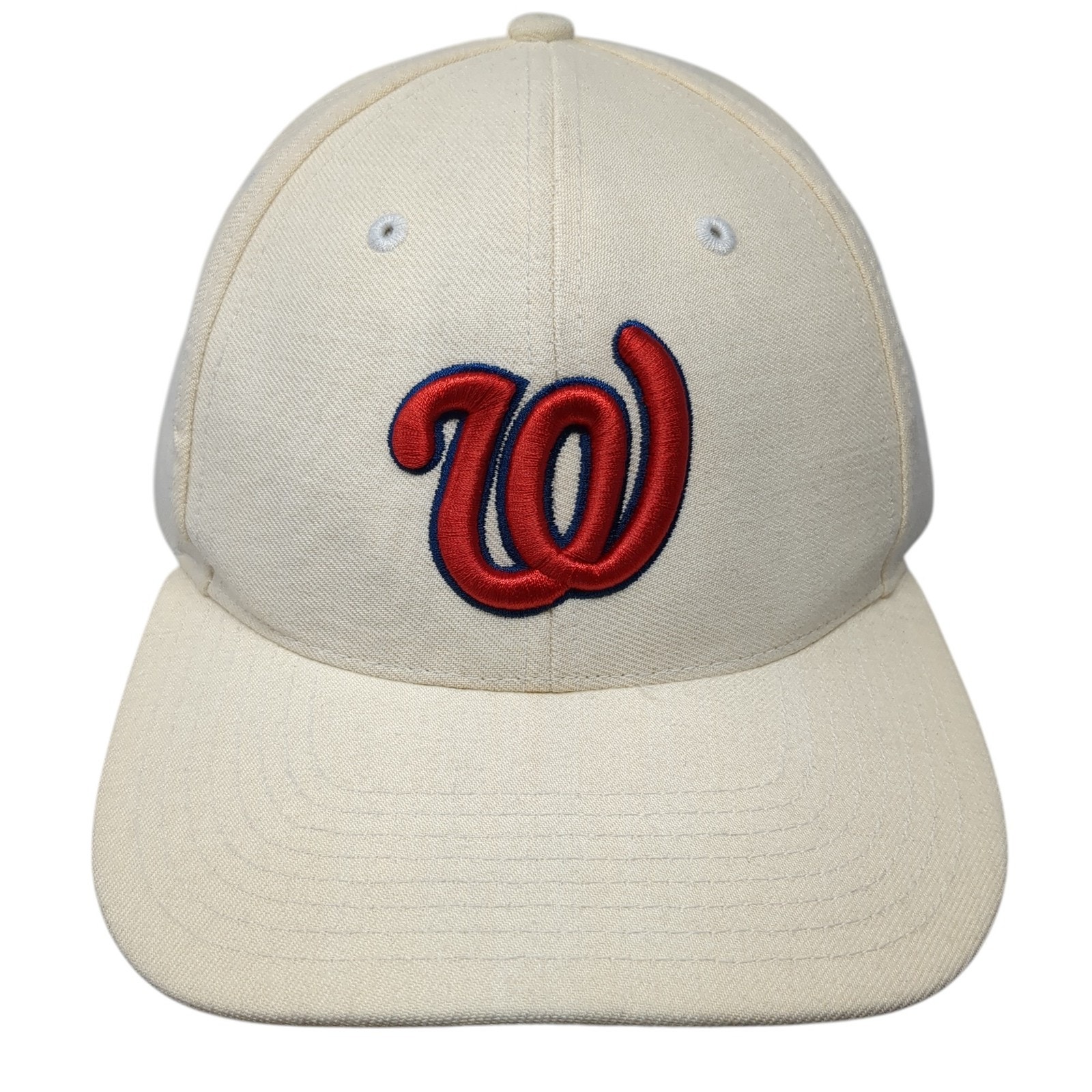 W Logo Strapback Baseball Hat Beige Large Embroidered Solid Richardson
